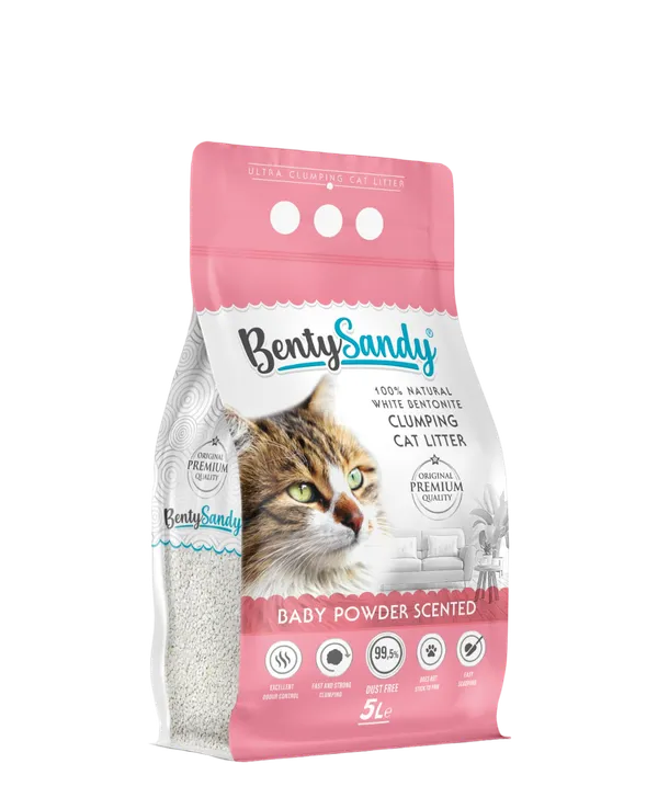 Arena para gatos Bentysandy Ultra absorbente y Ultra aglomerante 100% bentonita con aroma 5L/4.35Kg